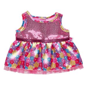 BUILD-A-BEAR Kläder blommönstrad paljettklänning