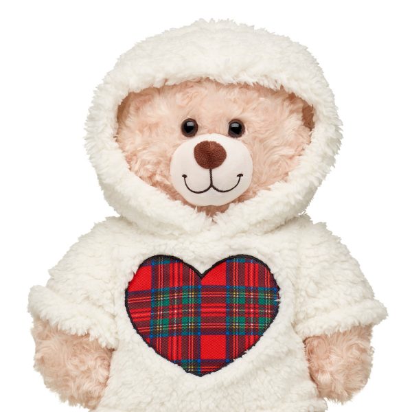 BUILD-A-BEAR HOLIDAY kläder tartan hjärta huvtröja - Bild 2