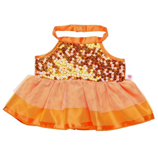BUILD-A-BEAR Clothes orange sequin tiered dress