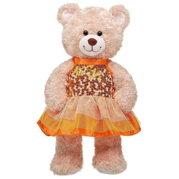 BUILD-A-BEAR Clothes orange sequin tiered dress - Image 2