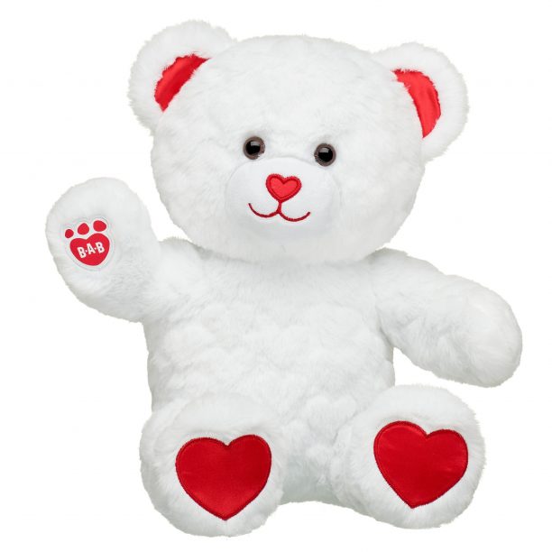 BUILD-A-BEAR gosedjur vit hjärtpräglad björn 30 cm