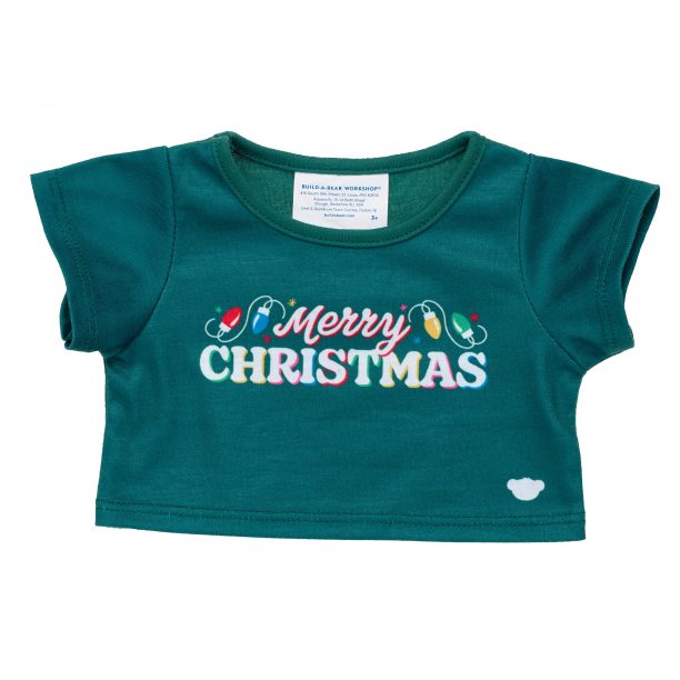 BUILD-A-BEAR klädset t-shirt Merry Christmas lights