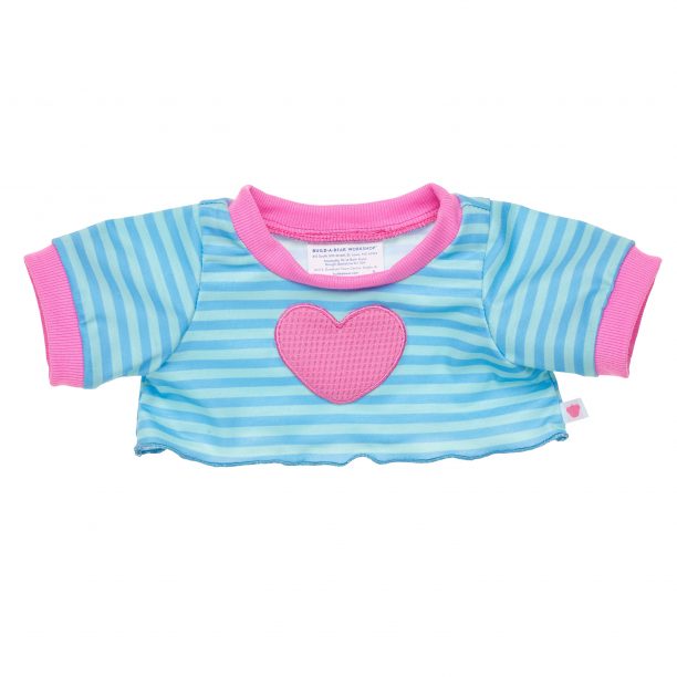 BUILD-A-BEAR Clothes stripe heart long sleeve tee