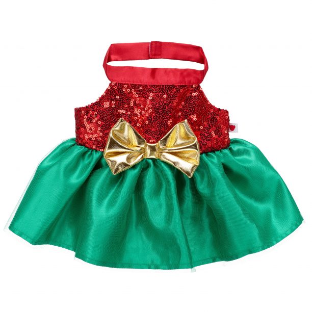 BUILD-A-BEAR klädset Merry Mission röd-grön klänning
