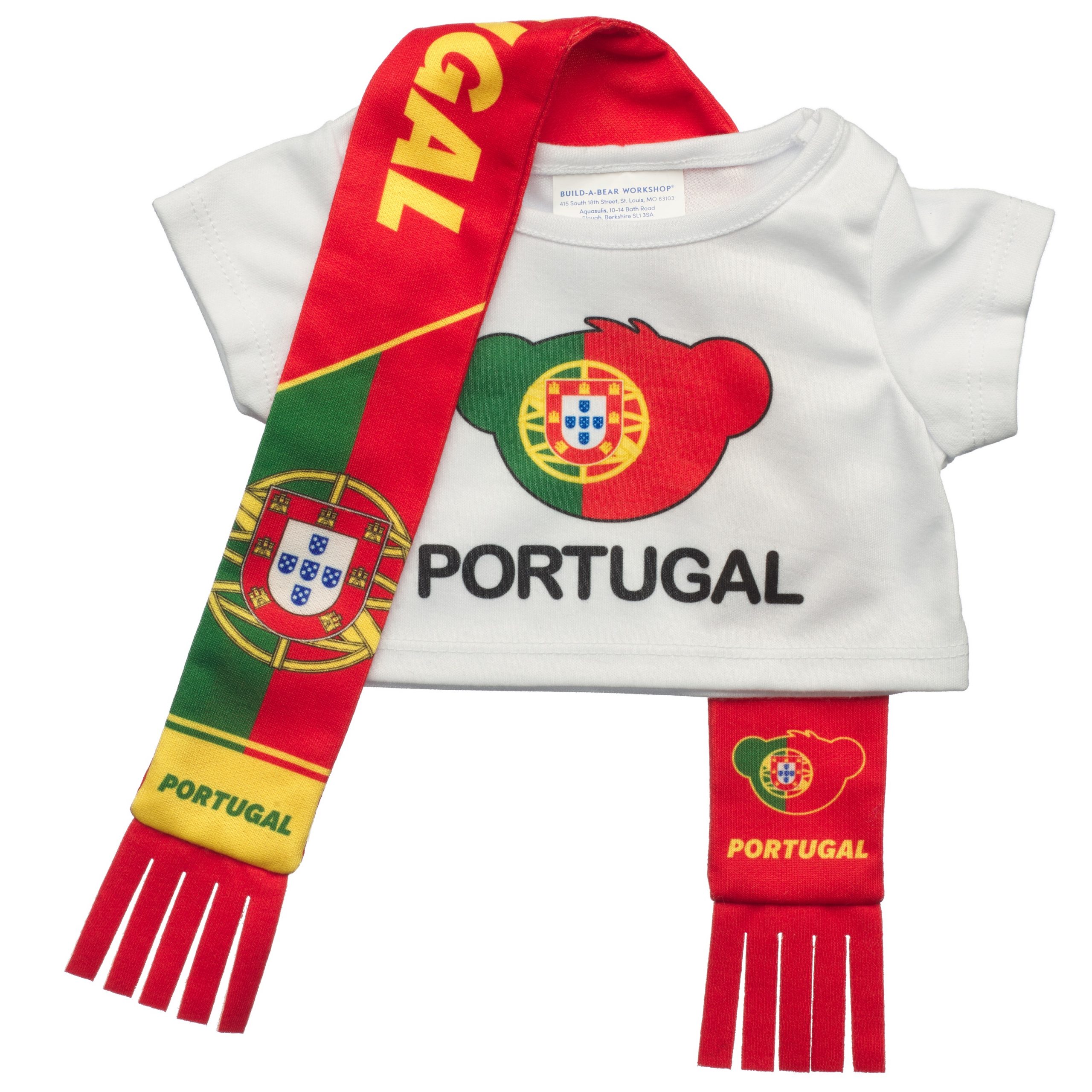 BUILD-A-BEAR kläder Portugal T-shirt och halsduk