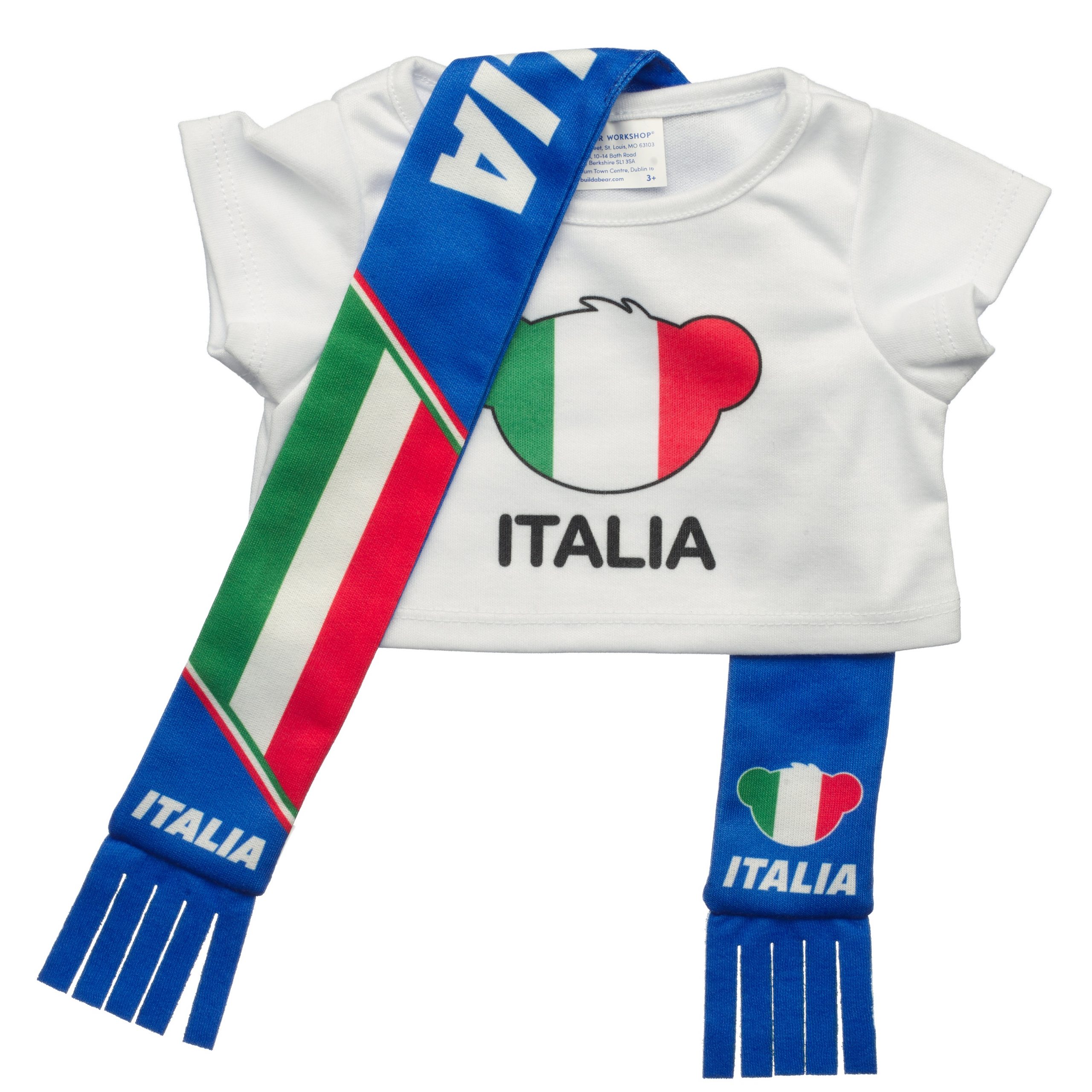 BUILD-A-BEAR kläder Italien T-shirt och halsduk